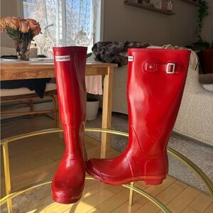 Hunter Red Gloss Tall Rain Boots